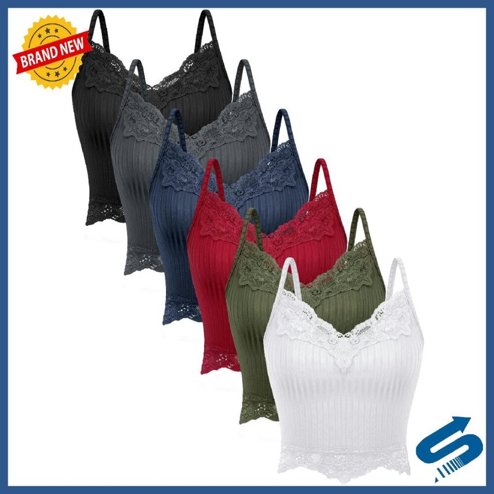 Lace Patchwork Crop Top Ribbed Knit Tank Y2K Grunge Style Women's